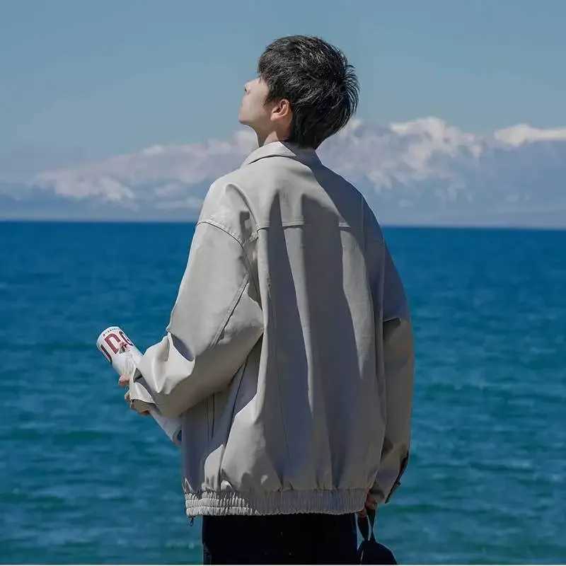 Brown Leather Jacket For Men 2023 New Spring Autumn Motorcycle Cropped Solid Color American Style Vintage PU Leather JacketT250311