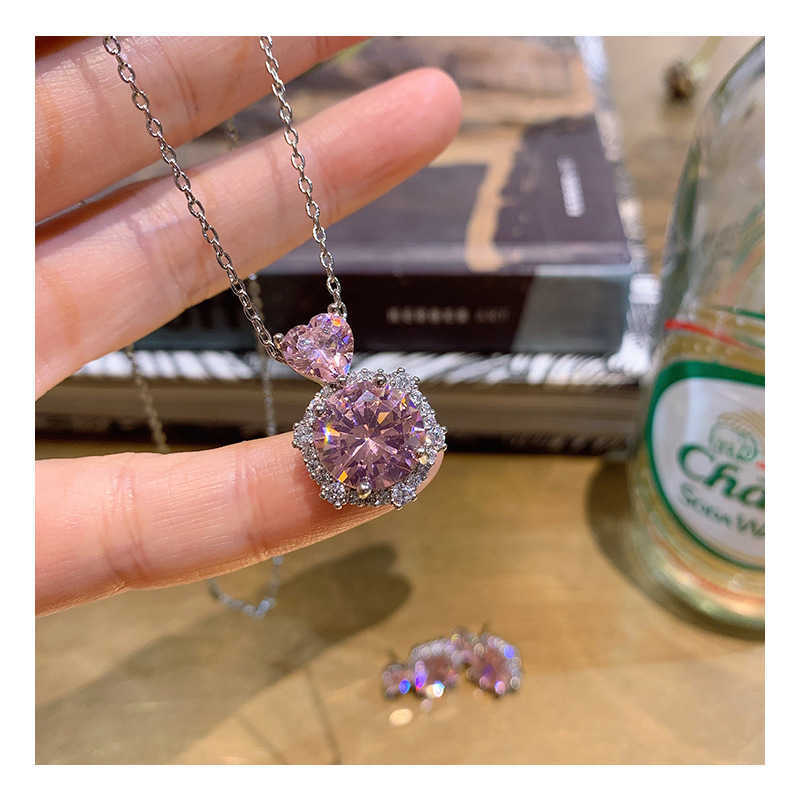 Minimalist yellow diamond jewelry earring set pink diamond micro inlaid diamond exaggerated earring set for women W250312