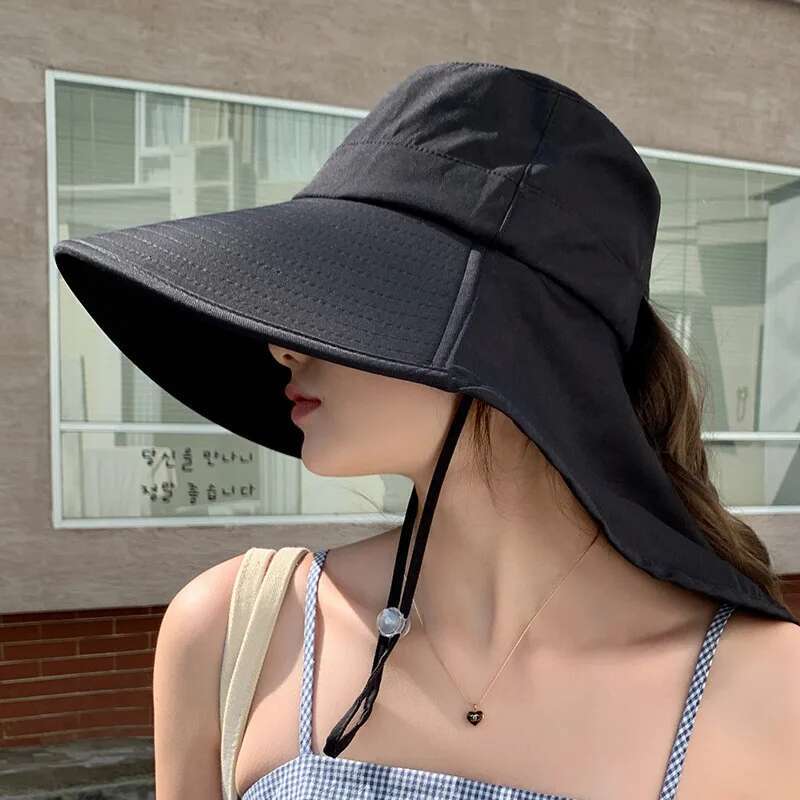 Outdoor Sun for Women Girls Fishing Wide Brim Bucket Hat with Neck Cover 50+ UPF Protection Safari Cap