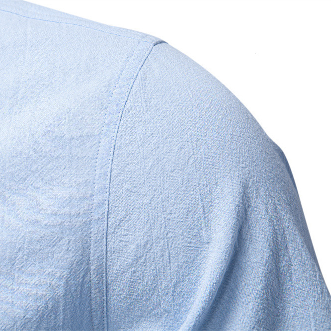 2025 summer new business casual men's short sleeved linen stand collar cotton t shirt tracksuit