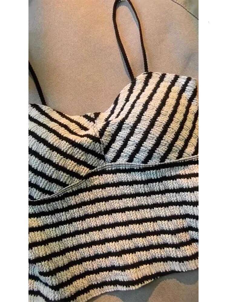 Women Striped Crop 90S Vintage Y2k Camisole Streetwear Haruku Off Shoulder Corset Top Sleeveless Vest 2000S Clothes Summer