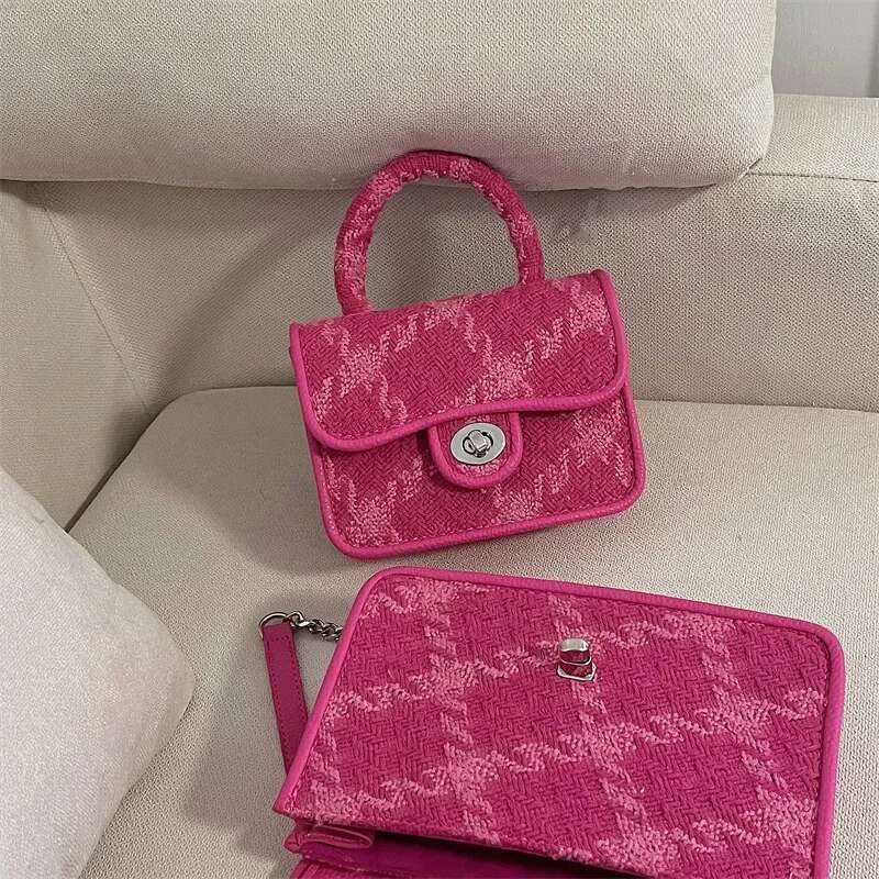 Rose Pink Women s Designer Personalized Mini Square Bag Fashionable Checkered Crossbody Bag Trendy Niche Women s Handbag Casual Wallet Party Storage B