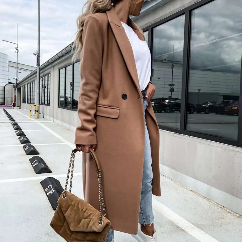 Business Trench Womens Overcoat Suit Coat Workwear Jacket Ladies Office Long Blazer Outerwear Dust Coats