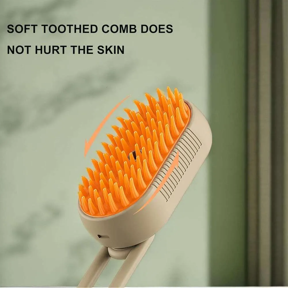 3-in-1 Pet Steam Groomer Comb for Cats & Dogs Light Coffee - Colored Steam - Powered Cat Steam Brush for Effective