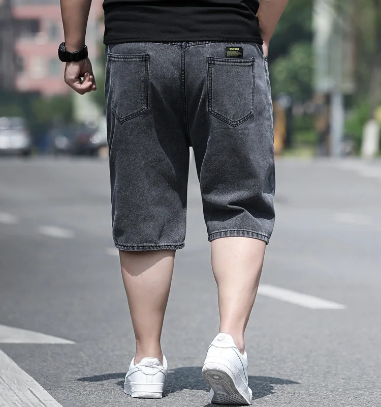 10XL oversized mens jeans luggage streetwear commodity pants cotton Trousers denim wide summer shorts joggers 250312