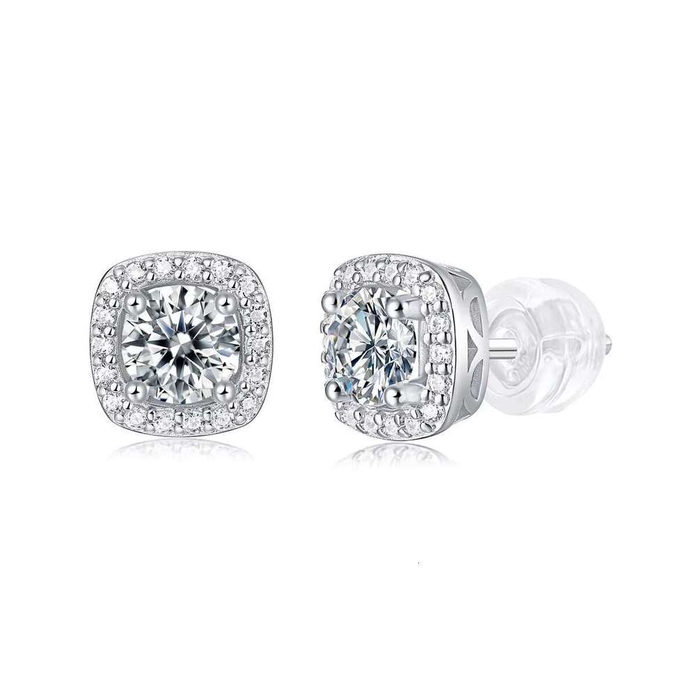 De 0.5ct 1ct D color chilled square sterg sier hip-hop female VVS moissanite earrings
