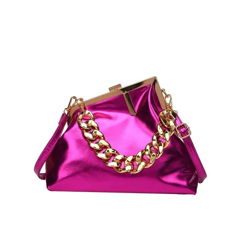 Designer Bag: Chic Women's Crossbody, Gold Chain hot Bag, Shiny Leather Fashion Crossbody Bag for Daily Use