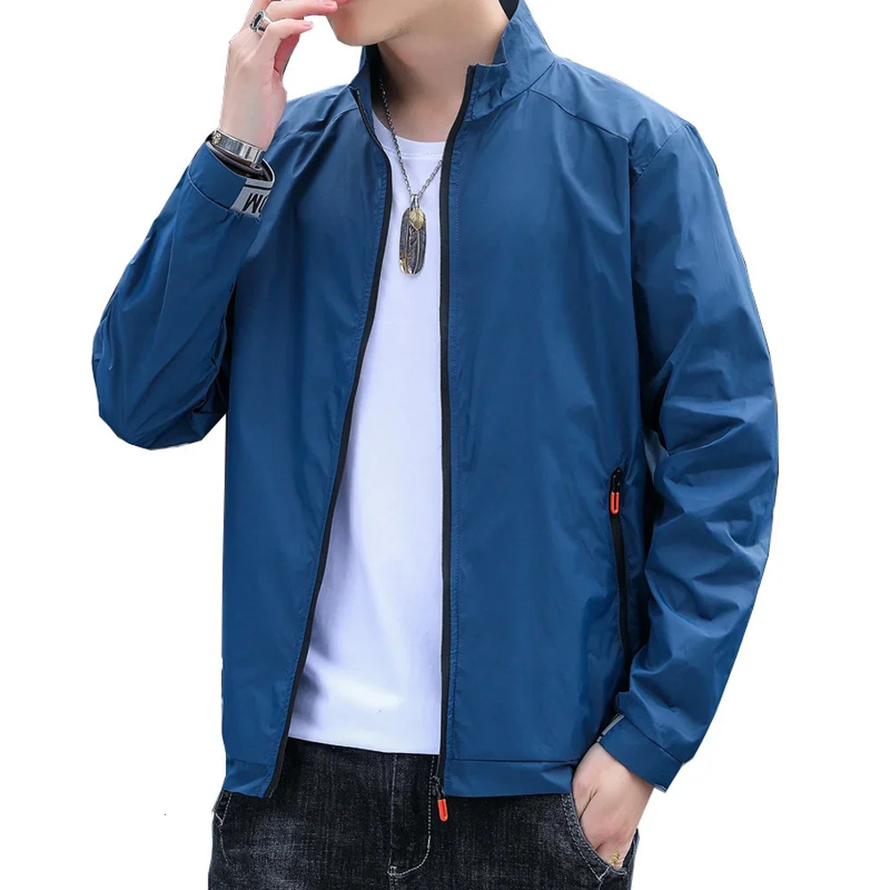 Lightweight jacket mens fashion clothing ultrathin casual street Korean stand collar bomber 250312