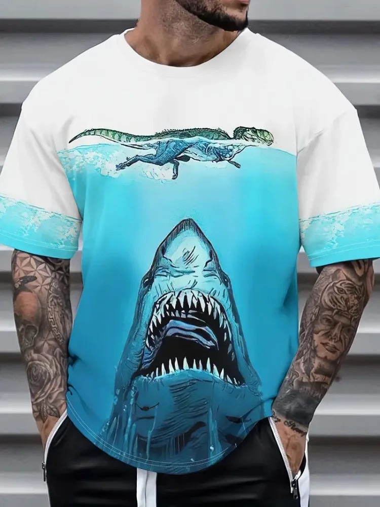 Summer Daily Casual Mens Shortsleeved Top Outdoor Sports Tshirt Street Fashion 3D Letter Print 250312