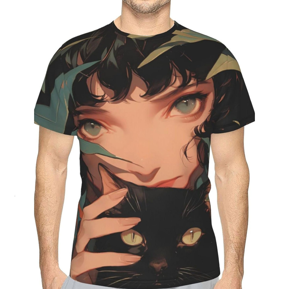 Mens T shirt Cat Girl Pattern Men's Women's T-Shirt Cute Anime Girl 3D Printed Novelty Short Sleeve Unisex Fashion Tee tee Casual tops summe