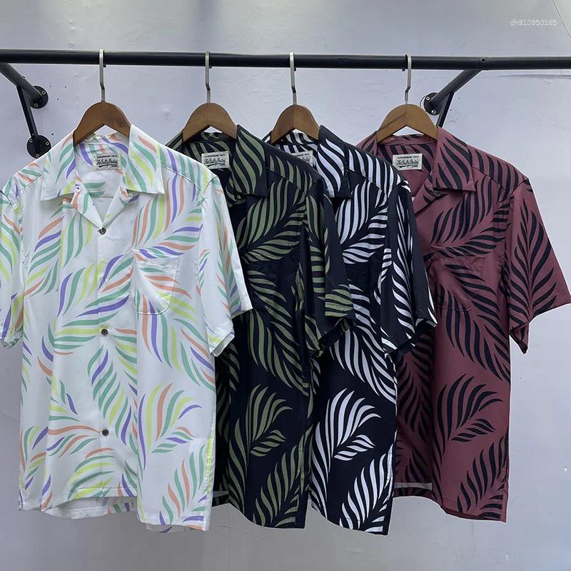 Men's Casual Shirts Hawaii WACKO MARIA Lapel Short Sleeve Shirt Men Woman High Street Printing Summer Top Tee Vintage