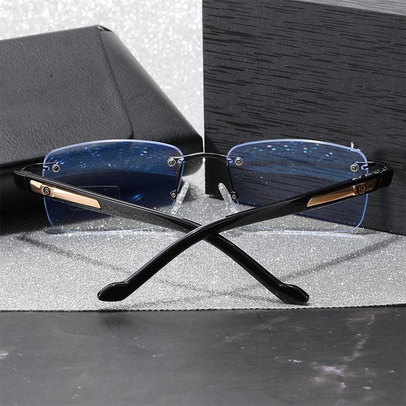 New stylish rimless cut diamond color-changing anti-blue light anti-fatigue men and women models
