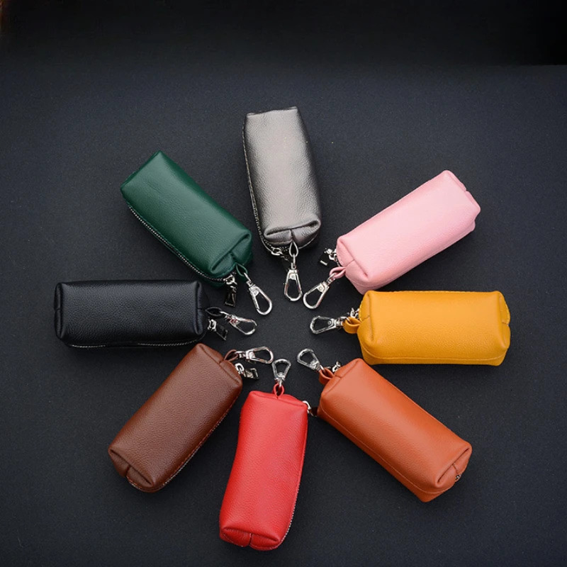 Genuine Leather Keychain Men Women Key Holder Organizer Pouch Cow Split Car Long Key Bag Housekeeper Key Case Wallet 250311