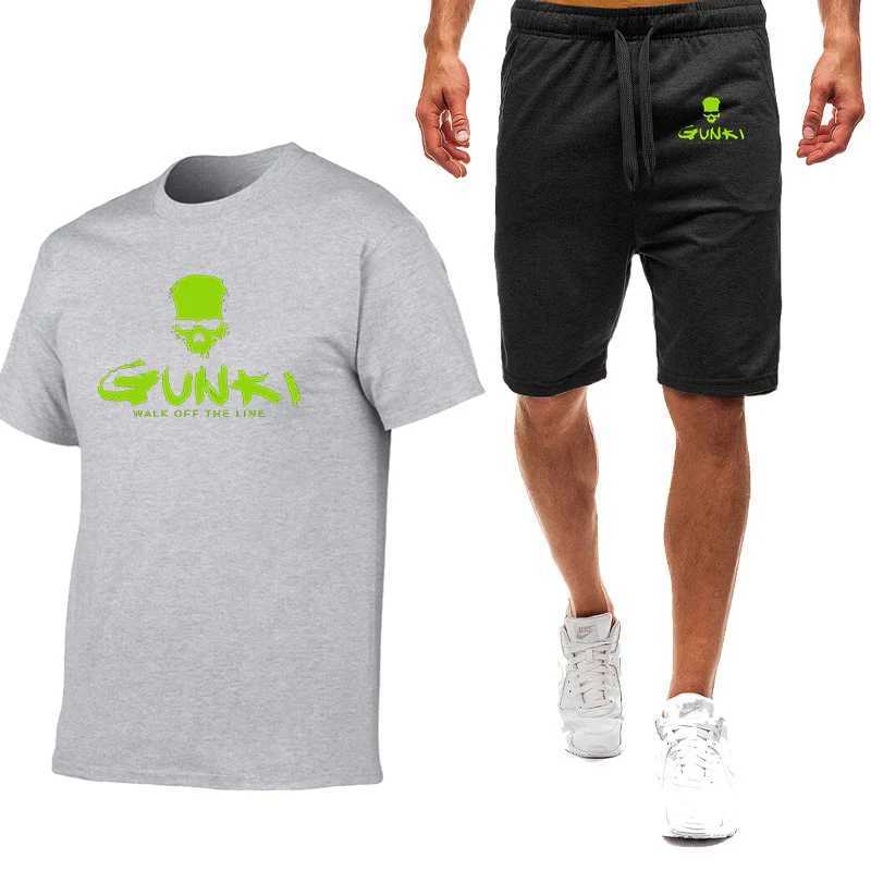 2024 Latest Gunki Printed Summer Mens Short Sleeves Set Fashion Casual Mens Strt Quick Drying Mens Sportswear X250312