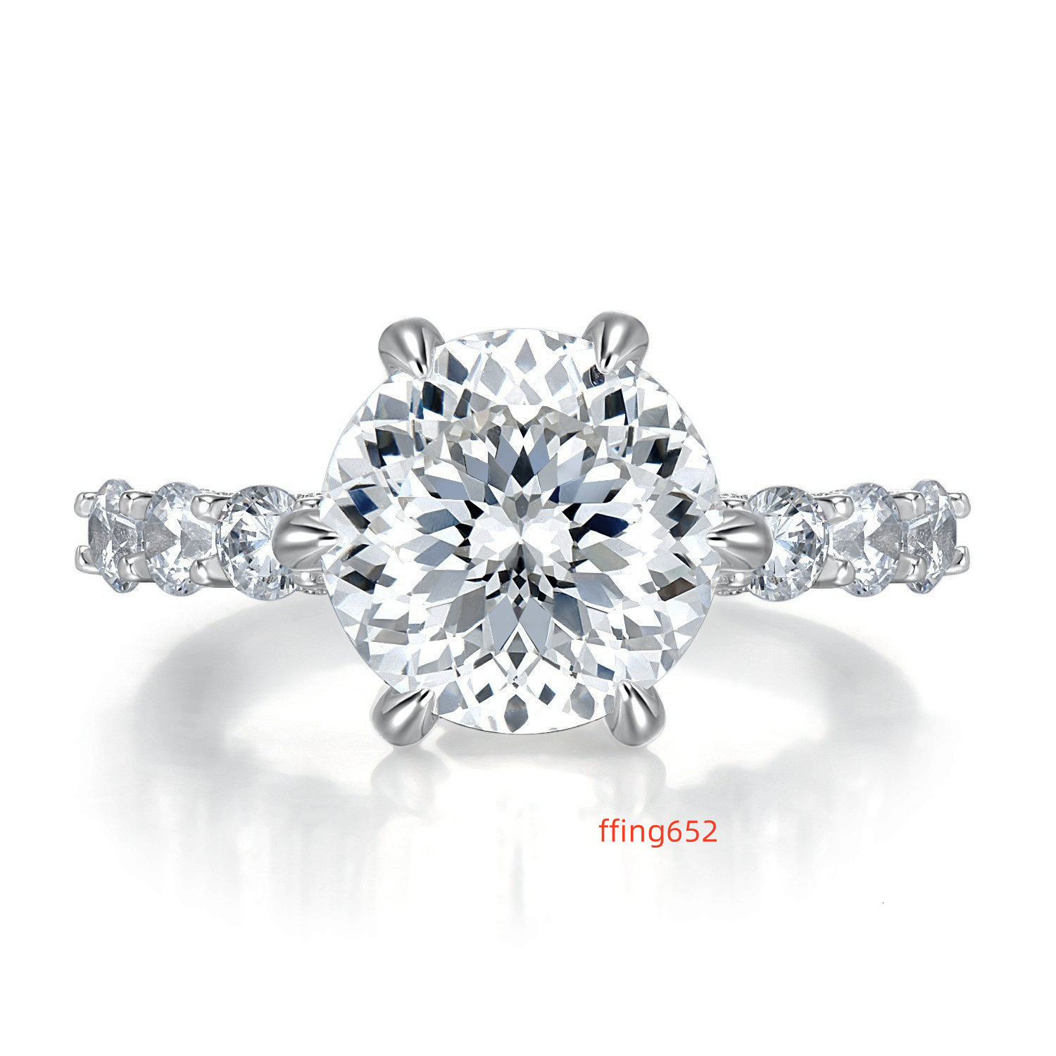 Moissanite Ring Silver VVS Handset White Moissanite Portuguese Cut Round 3ct Moissanite Engagement Ring