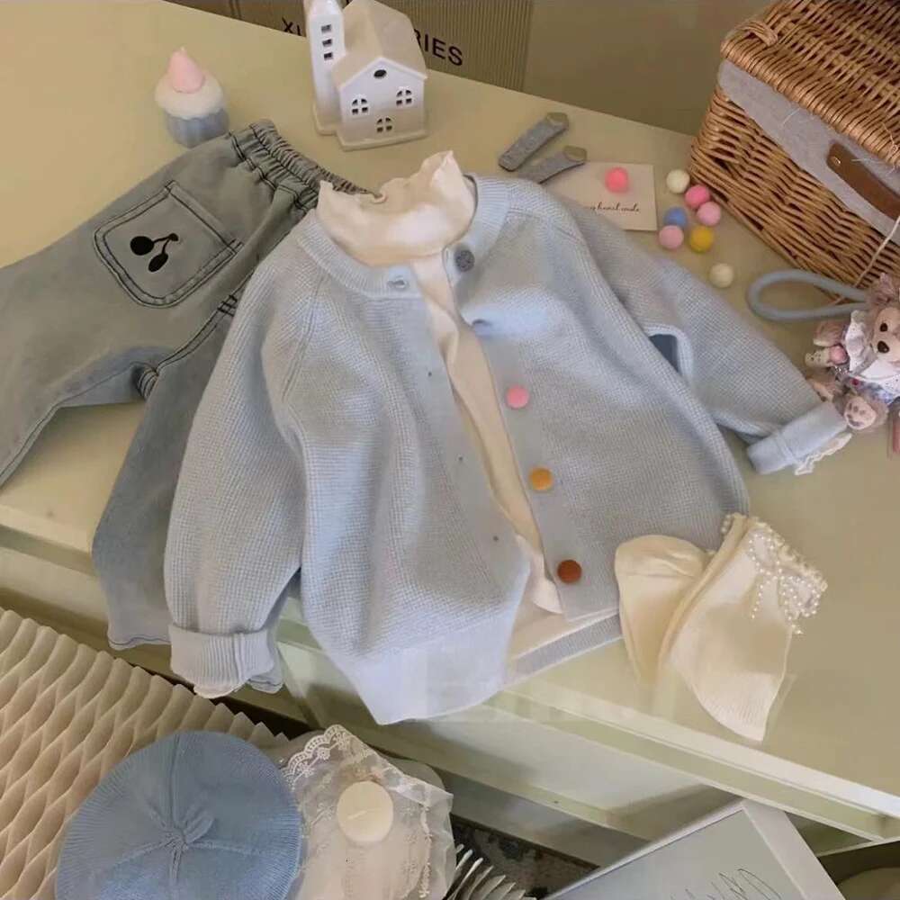 Ddmyshoesvip Girls Knitted Sweater Korean Style Long Sleeve Single Breasted Cardigans Kids Outerwear Autumn Children Clothes Knit Tops