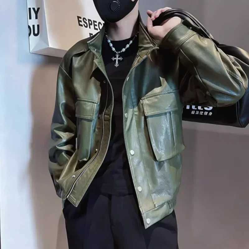 Man Coat Leather High Quality Clothing Fashion 2024 Vintage Cargo Jacket for Men Cheap Sale Joker Casual Aesthetic Clothes OfferT250311