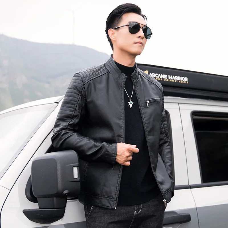 Men Slim Fit Blazer Coat 2025 Men Leather Suit Jacket Men Fashion Leather Jacket Streetwear Male Outerwear Casual Biker JacketsT250311
