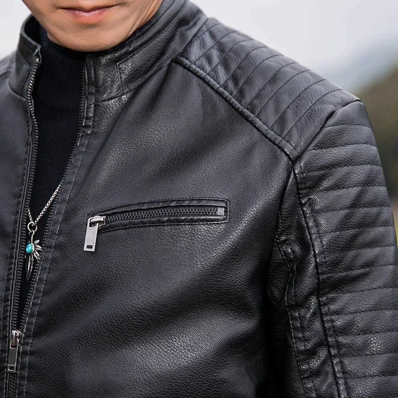 Men Slim Fit Blazer Coat 2025 Men Leather Suit Jacket Men Fashion Leather Jacket Streetwear Male Outerwear Casual Biker JacketsT250311