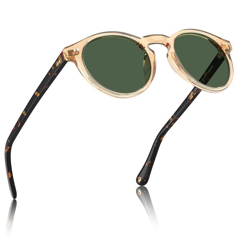 CARFIA Round Acetate Mens Sunglasses Polarized UV Protection Classic Retro Sun Glasses