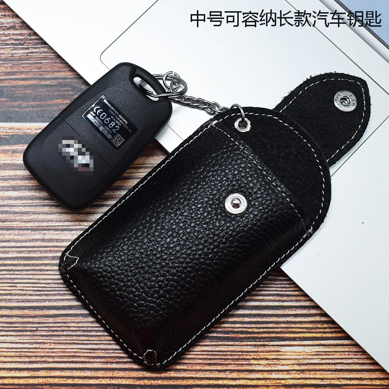 Genuine Leather Smart Key Holder Wearable Belt Car Key Wallet Organizer Keychain Storage Bag Housekeeper Bag Cover Hasp Key Case 250311