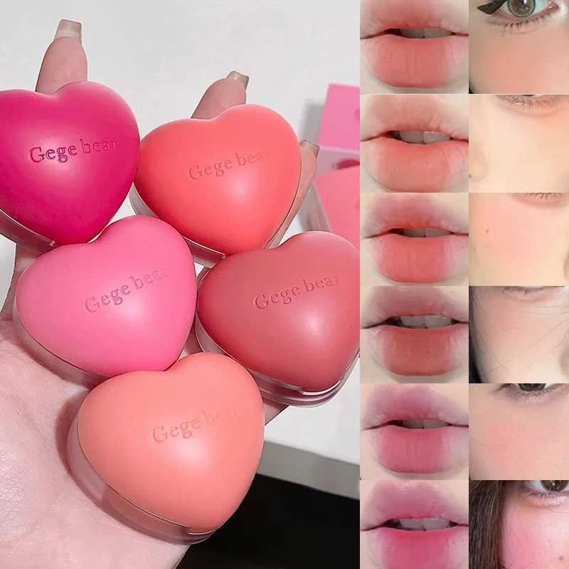Gegebear heart-shaped lipstick and face cream - finely ground soft matte finish delicate pink tone fuzzy appearanceXJ250312