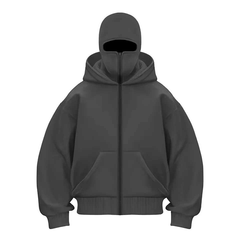 Fashionable Y2k double hat design hoodie for 2025 spring new mens casual loose cardigan street hip-hop zipper hooded sweatshirt M250312