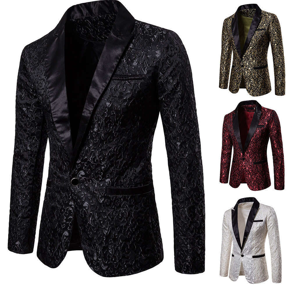 Men's 2024 Spring/Summer New Hot Stamping Printed Fashionable Oversized Men's Lapel Performance Suit