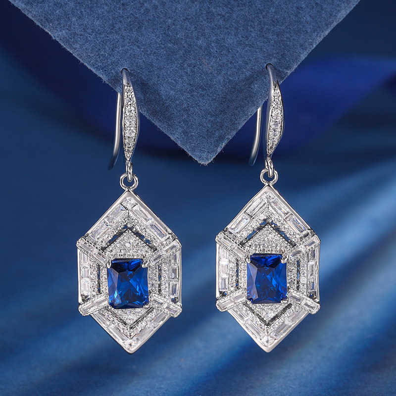 Zhuangsheng Copper Bottom Gold Plated Simulation Royal Blue Treasure Niche Style Set Main Stone 8 * 10-6 * 8 W250312