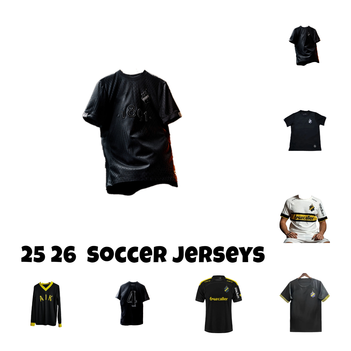 Size S-XXXL XXXXL 2025 2026 AIK Solna Smokinglirare Soccer Jerseys home away third 25 26 3rd Football Shirts Uniforms Men Kids Kits Special Edition black Short sleeves