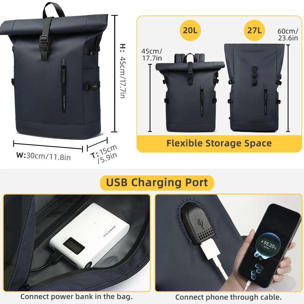 HK Large 15.6 Inch Laptop Men Anti-Theft Travel For Business University Bicycle School Backpack With USB Port