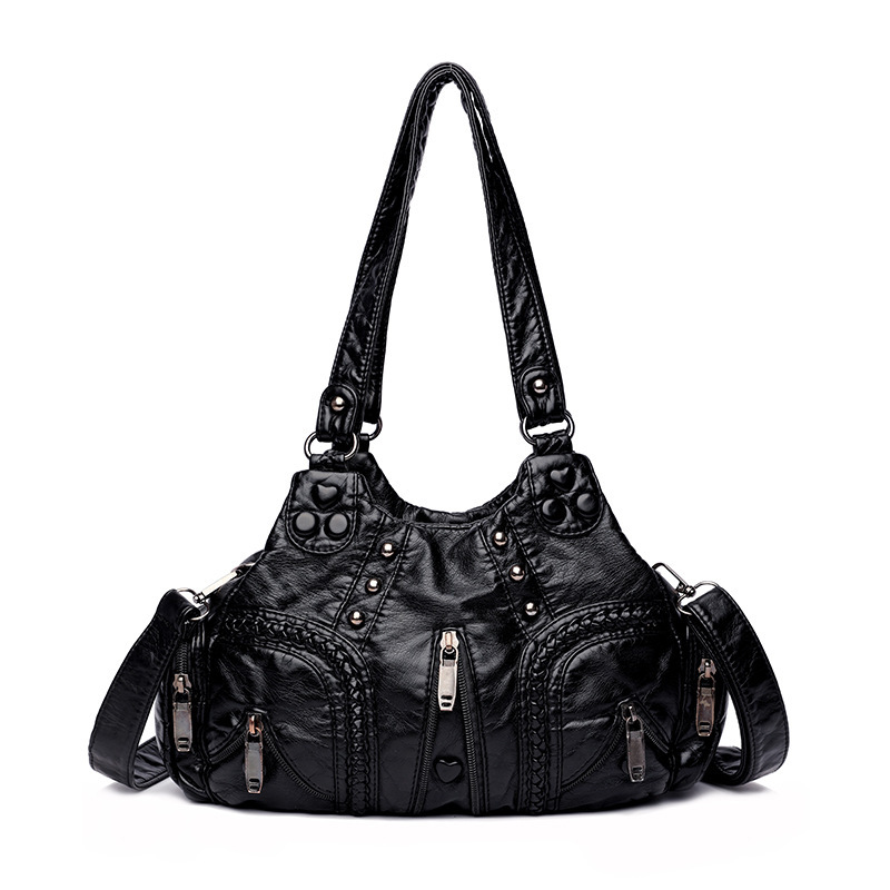 Women s New Washed Fabric Shoulder Bag, Soft Leather Texture 2025 New Fashion Designer Handbag High end Solid Color Casual Crossbody Bag Storage Bag