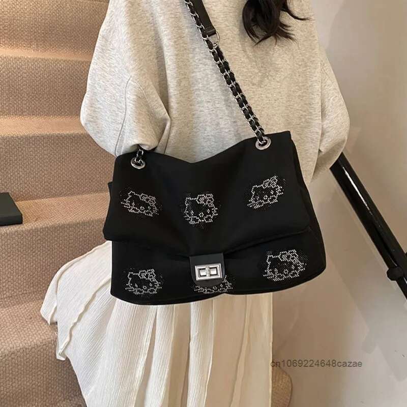 Kaiti Cat Water Diamond Pattern Handbag Multi Functional Leisure Fashion Designer Women s Underarm Bag Large Capacity Storage Bag New Wallet Shoe Bag