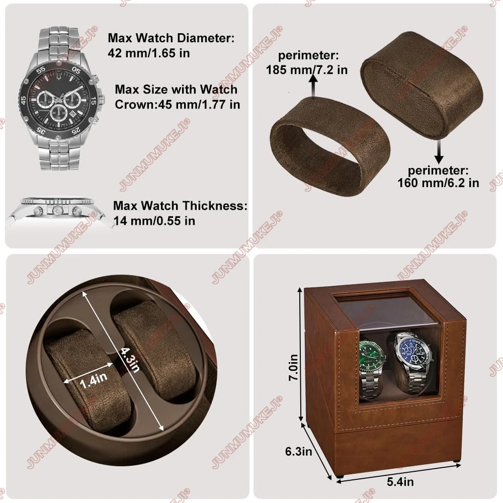 Watch Winder for Automatic WatchesAutomatic Watch Winder Box with Quiet Japanese Mabuchi Motor 250306bj