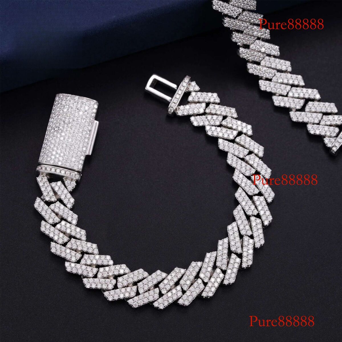 Iced out Miami hip hop jewelry moissanite dia k chain 13mm s cuban necklace bracelet