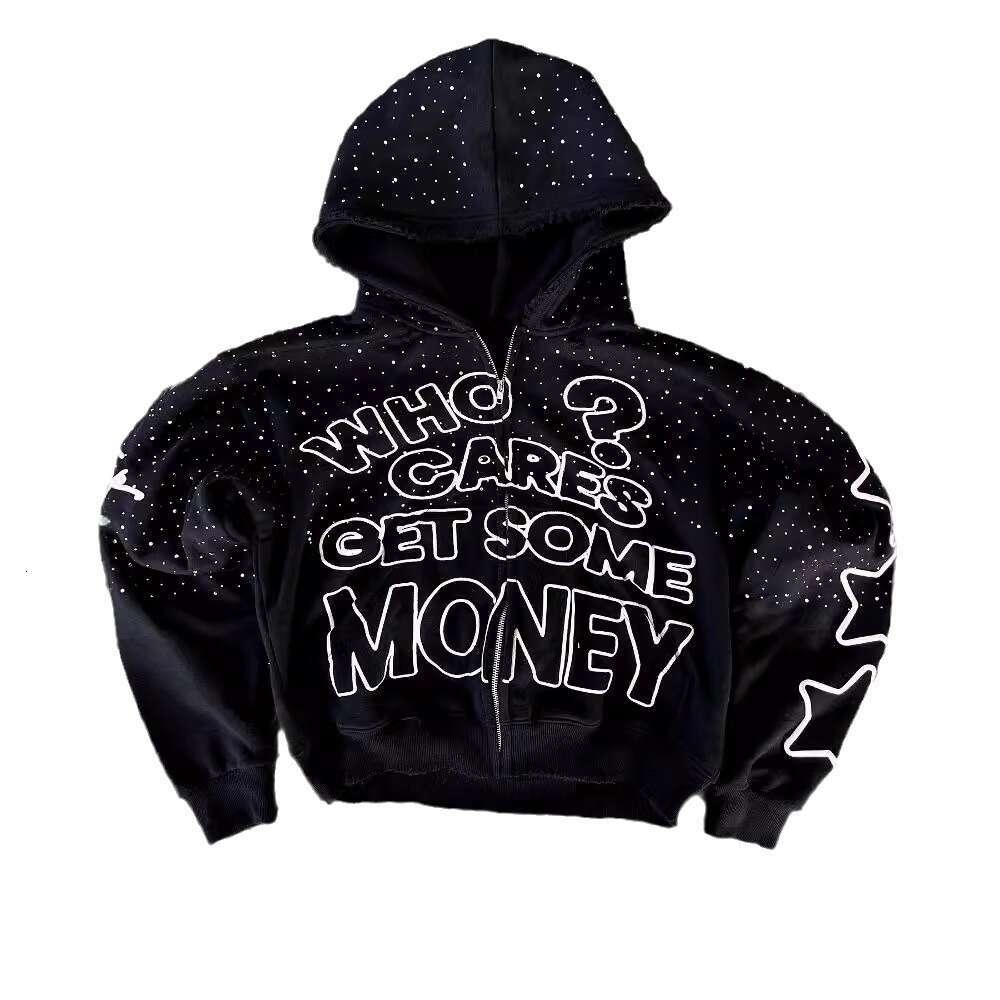 High street dark style letter printed hoodie with personalized high-end feel, loose hip-hop cardigan top