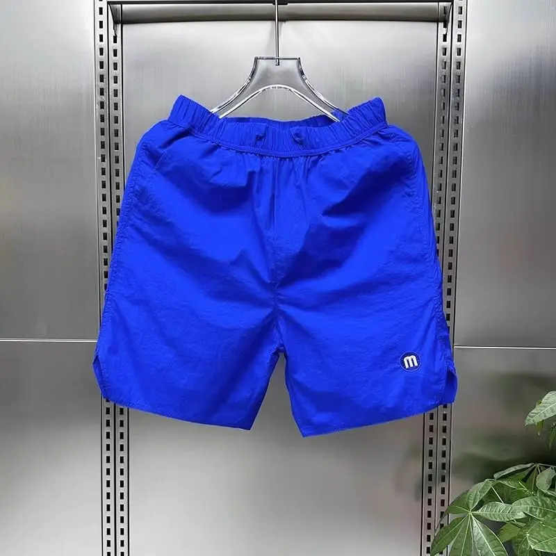 Mens Japanese style solid color ice slider sports casual shorts fashion loose top fast drying beach five point pants 250312