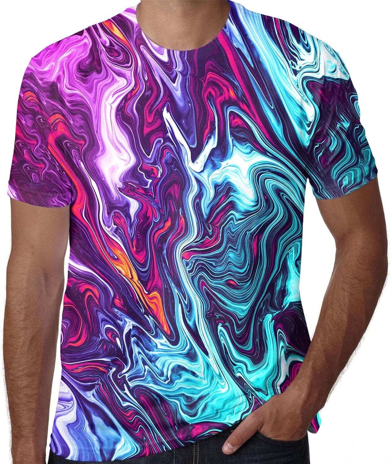 Mens T shirt Unisex 3D Printed Shirts Funny Design Tees Colorful T-Shirts Summer Tops for Men Women tee Casual tops summer clothes Starry Sky Fashion
