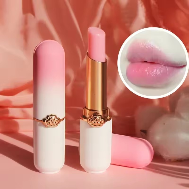 Peach Color Lip Balm Crystal Temperature Change Lipstick Girl Moisturizing Long-Lasting Lip Gloss Makeup Lip Care Repair Cosmetic