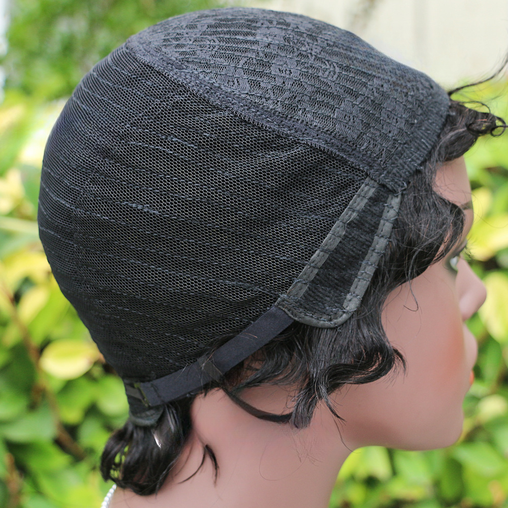 6 Inch Short Pixie Bob Wig 100% Human Hair Machine Made 3 Color Gradient Brown Ombre Full Cap Wig Ready to Ship for Women