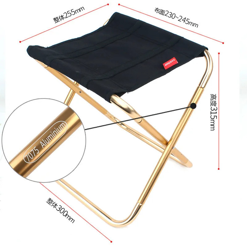 Folding Stool Large 7075 Aluminum Alloy Outdoor Portable Barbecue Fishing Folding Chair Camping Climbing Stool Portable Chair 250312