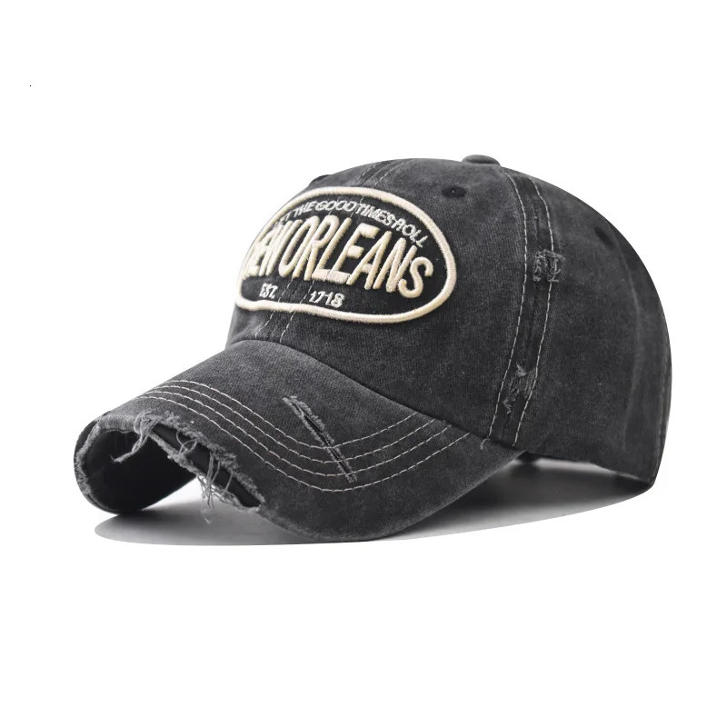 Vintage Washable Cowboy Baseball Cap Embroidery Hat for Men Women Worn Out Hip Hop Caps Adjustable Solid Cotton Sun 250311