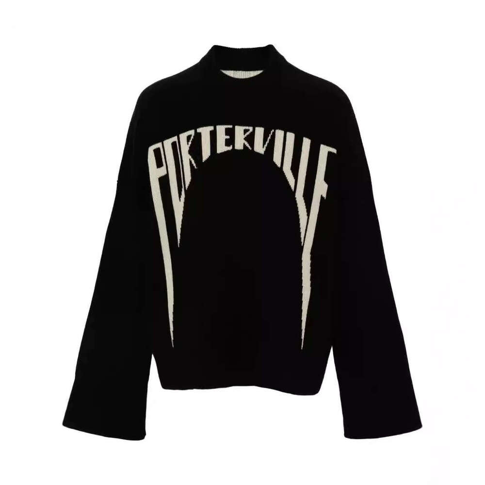 American Street Jacquard Knitted Sweater, Personalized Trend, Harajuku Luxury, Loose Unisex Sweater