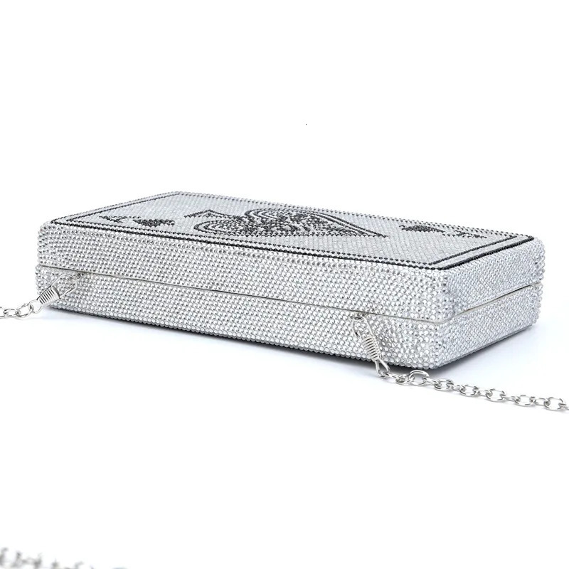 Poker Card Spades Ace Women Crystal Clutch Purse Evening Bag Rhinestone Lady Handbags Crossbody Shoulder Bags For Party 250311