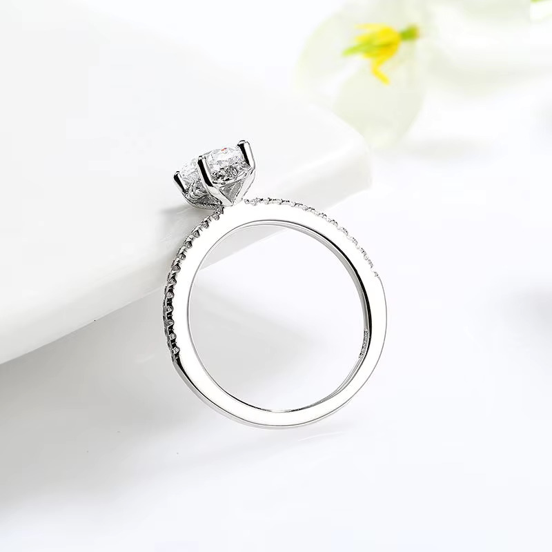 ZHILIAN 925 Sterling Silver Cubic Zirconia Cz Minimalist Wedding Engagement Diamond Couple Ring