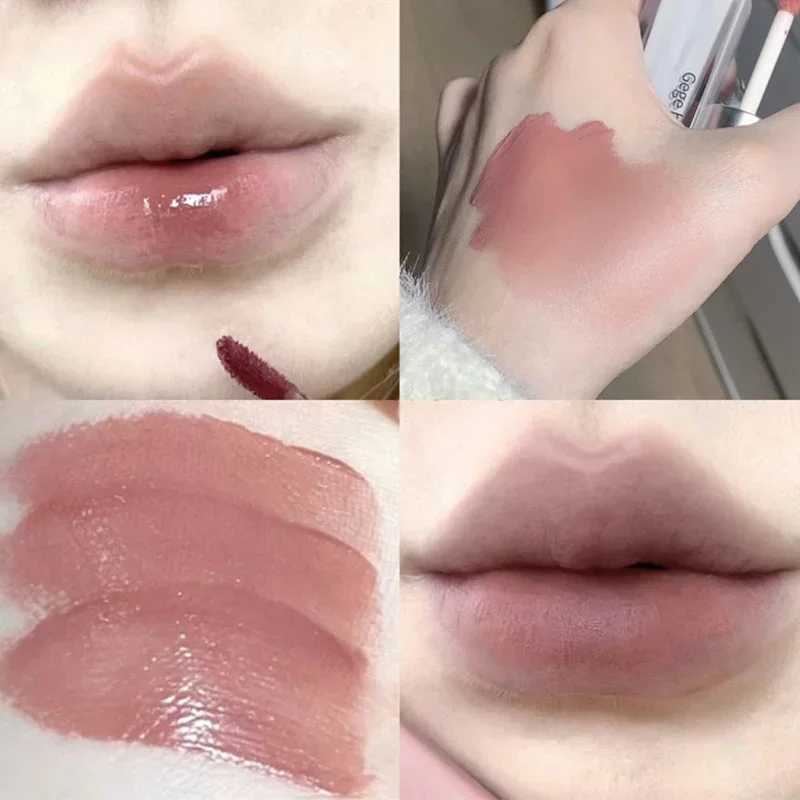 Water based matte lip color moisturizing gloss nude pink liquid lipstick non sticky cup mirror lip color female beauty cosmeticsXJ250312