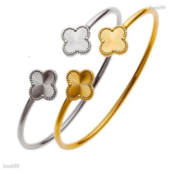 Hot Bracelet European And American Four-Leaf Clover Titanium Steel Bracelet Lucky Grass Stainless Steel Open Brac