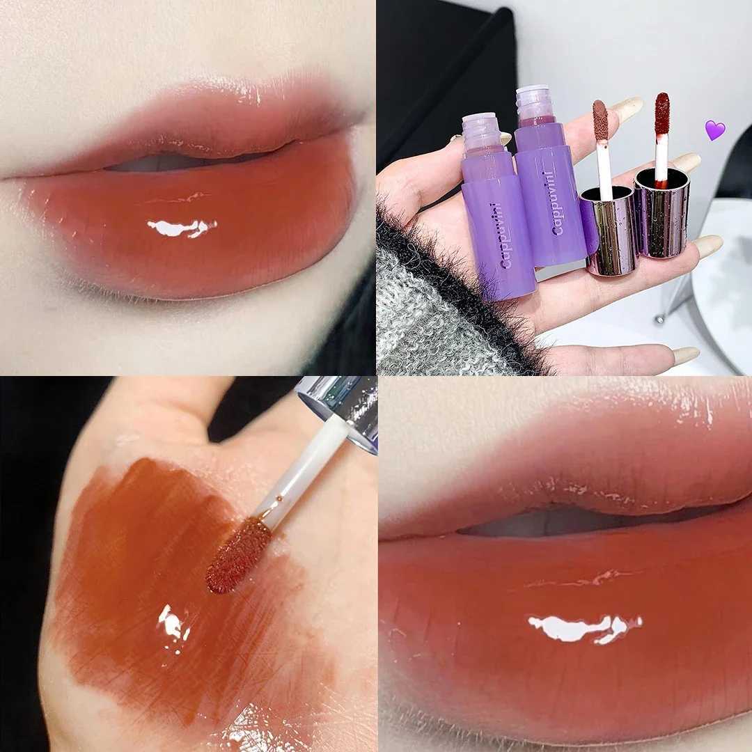 6-color Smoky Punk Dark Purple Brown Lip Color Long lasting Moisturizing Red Waterlight lipstick Colored Mirror Gloss lipstick Makeup W250312