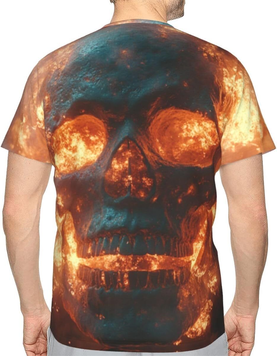 Mens T shirt Unisex Novelty Flame Skull 3D Pattern Printed T-Shirts Demon Skull Men Women Summer Casual Round Neck Tee Top tee Casual tops summer clot