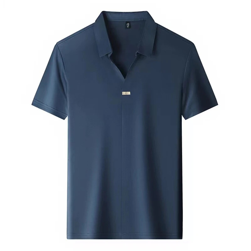 High end short sleeved mens polo shirt summer fashion Korean n ice silk top breathable casual business Tshirt 250312
